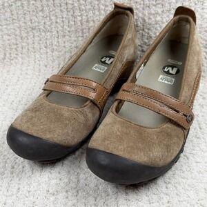 Merrell Plaza Bandeau Tan Suede Leather Mary Jane Flats Womens 8 J46116 Brown